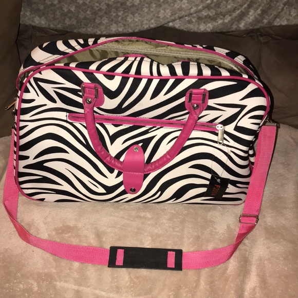 Pink with Zebra striped luggage NEW - Picture 2 of 6